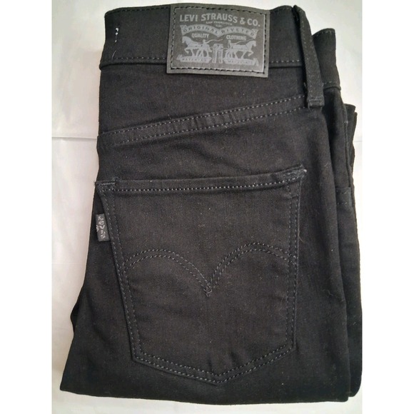 Levi's 720 Jeans Womens Size 24 High Rise Super Skinny‎ Slim Stretch Black Denim - Picture 1 of 6